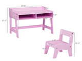 Kids Study Desk and Chair Set with Storage, Pink MDF, 60.5*41.5*50cm 42843739