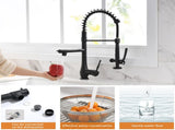 Commercial Kitchen Faucet Pull Down Sprayer Black and Nickel,Single Handle Kitchen Sink Faucet W1932126999