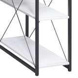 White and Black Office Desk with Open Shelves and Hutch B062P184529