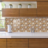 48 Pcs Hexagon Peel And Stick Backsplash Tile, Stick On Backsplash For Kitchen And Bathroom, Wood 45549744