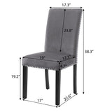 Cobre Contemporary Velvet Dining Chair with Nailhead Trim, Set of 2, Gray T2574P164559