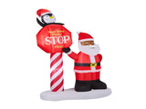 8.2FT Lighted Christmas Inflatable Decoration, Inflatable Black Santa & Road Sign, Funny Blow Up 67084914