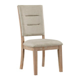 ZNTS Light Oak Finish Beautiful Dining Chairs Set of 2pc, Upholstered Seat and Back Beige Fabric Rustic B011P238899