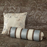 12 Piece Comforter Set with Cotton Bed Sheets Blue/Brown Queen B035128822