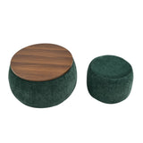 ZNTS Round Storage Ottoman, 2 in 1 Function, Work as End table and Ottoman,with small W487P165701