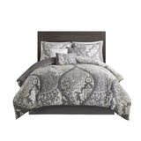 7 Piece Cotton Printed Comforter Set Grey King B03597028
