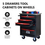 5 Drawers Multifunctional Tool Cart with Wheels,Metal Rolling Tool Cart Storage for Garage Workshop W1102P245250