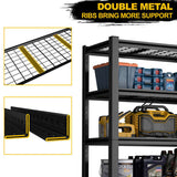 59 Inches Wide Black Metal Shelves, with 5 Removable Dividers, Large Capacity, Strong Load Bearing, W328P276857