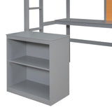 ZNTS Twin size Loft Bed with Desk and Writing Board, Wooden Loft Bed with Desk & 2 Drawers Cabinet- Gray 08694176