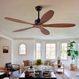 New Model 60 Inch Ceiling Fan With 5 Solid Wood Blades Remote Control Reversible DC Motor For Living W2991P343746