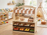 Wooden Grocery Store Playset, Pretend Play Supermarket with Cash Register, Play Food & Chalkboard 85822904