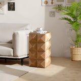 23.62"Height Three-dimensional Embossed Pattern Design Retro Side Table,Retro Wooden Nightstand W75770647