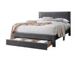 Contemporary 1pc Queen Size Bed w Storage Drawer Charcoal Corduroy Texture Design Platform Bedframe B011P238966