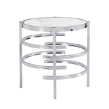 ZNTS Modern Round End Table with Sintered Stone Top, Chrome/ Silver End Table for Living Room 20.67''W x W1071P144272