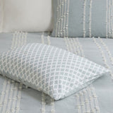 3 Piece Cotton Jacquard Comforter Set Aqua Full/Queen B03596412