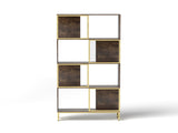 4-Tier Industrial Bookcase, Rustic Wood and Metal Frame, Asymmetrical Design, Display Storage W2167P192763