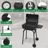 ZNTS Charcoal Grills Outdoor BBQ Grill, Barrel Charcoal Grill with Side Table and Wheels, for Outdoor 49876379