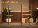 5-Tier Ladder Bookcase with Rattan Cabinet and Metal Frame Natural, 23.5" x 12.5" x 72.5" 08655127
