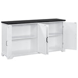 U_STYLE American Country Style Wooden Sideboard with Pine Doors and Legs, 4 Metal Handles, for N711P239354K