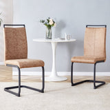Dining Chairs,tech cloth High Back Upholstered Side Chair with C-shaped Tube Black Metal Legs for W115155748