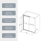 Bypass shower door, sliding door, with 5/16" tempered glass and Matted black finish 6074 W2122P179446