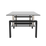 ZNTS Rectangle Black Glass Coffee Table, Clear Coffee Table,Modern Side Center Tables for Living W24138125