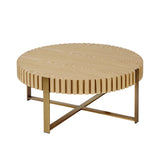 Modern Handcraft Drum Coffee Table 31.5 inch Round Coffee Table for Living Room,Small Coffee Table W2582P167668