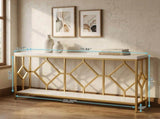 71" Extra Long Console Table 2 Tier Sofa Table with Open Shelf 53007544