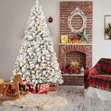 Artificial 5ft Flocked Christmas Tree with 407 PVC Branch Tips, 150L Warm white led, Round head, 58041602