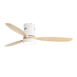 52 Inch Flush Mount Ceiling Fan DC 3 Solid Wood Fan Blade Noiseless Reversible Motor Remote Control W934P146081