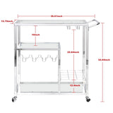 ZNTS Contemporary Chrome Bar Serving Cart Silver Modern Glass Metal Frame Wine Storage 43465421