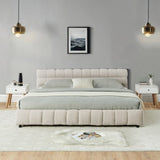 California King size Upholstered Bed ,comfortable upholstered bed frame, Chenille fabric, with W487P311316
