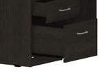 L-Shaped Desk, Keyboard Tray, Two Drawers, One Open Shelf, Black B097133035