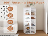 Rotating Shoe Rack Tower, 7-Tier Spinning Storage Rack, Free Standing 360&deg Revolving Shoe 76765227