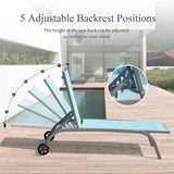 Chaise Lounge Outdoor Set of 2, Lounge Chairs for Outside with Wheels, Outdoor Lounge Chairs with 5 W1859109850