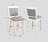 Farmhouse Style 2pc White & Gray Linen Counter Height Chair Bar Stool Footrest Wooden Furniture B011P148063