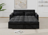 Corduroy Double Sleeper Sofa With Pull-Out Bed, 2 Pillows & Side Storage Pocket 26761074