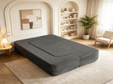 Modern Corduroy Floor Convertible Sofa Bed Folding Sleeper Couch with High-Density Foam Mattress No W6182P567302