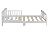 Wooden Baby Toddler Bed Children Bedroom Furniture with Safety Guardrails White 78395251