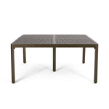 Outdoor Modern Aluminum Dining Table with Woven Accents, Gloss Black 65144.00BZE