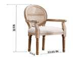 French Vintage Upholstered Fabric Dining Armchair, Set of 2, Beige W1622113267