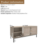 Elegant Veener Weaving Design Coffee Table with 4 Sliding Door, Wooden Center Rectangular Table with W2557P206923