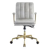 Vintage White and Chrome Swivel Office Chair B062P186452
