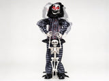 70" Life Size Animated Halloween Clown Prop with Lifted Skeleton, Glowing Red Eyes, Sound & Button 53279827