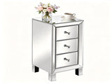 () 3-Drawer MDF Bedside Table with Mirrored Finish 11.8*11.8*23.6 Silver 25394141