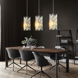 ZNTS Modern Crystal Pendant Light - 3 Pack, Adjustable Hanging Ceiling Lamp with Crystal Prism Design for W1340P208477