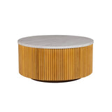Faux White Marble Round Coffee Table with Storage B035P262683