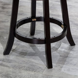 24" Counter Height X-Back Swivel Stool, Espresso Finish, Beige Fabric Seat B04660712