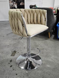 360&deg Fabric cover Swivel Bar Stools Set of 2, Adjustable Counter Height Bar Chairs with Woven Back & W2215P252780