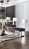 Contemporary Silver Metal 2pc Dining Chairs Black Microfiber Seat Dining Room Keyhole Back Satin B011P232976